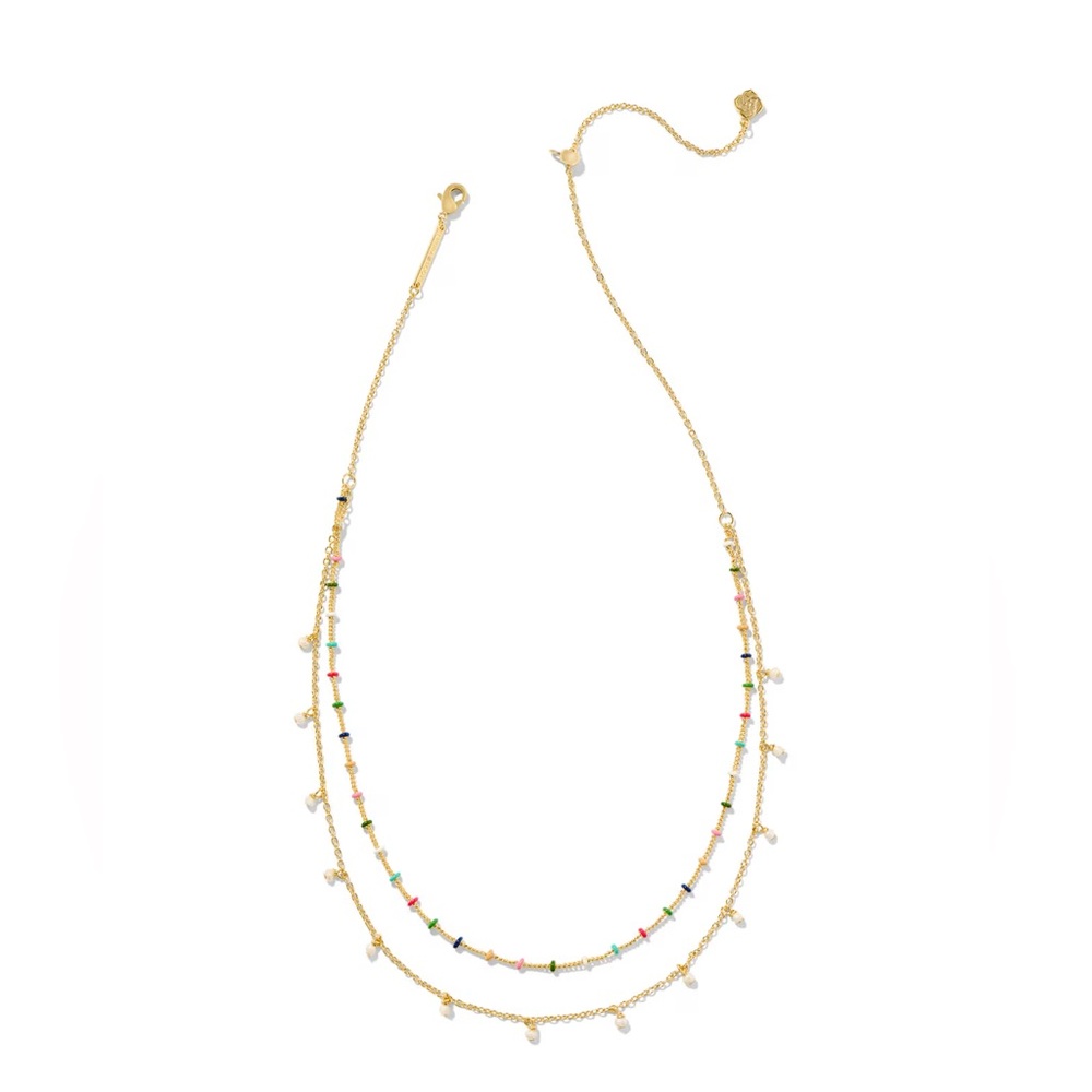 NWT Kendra Scott Eve Gold Multi Strand Necklace in Multi Mix - Picture 2 of 7